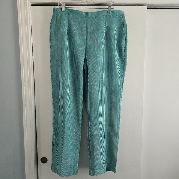 Alfred Dunner Corduroy Elastic Waist Proportioned Aqua 18W Stretch Pants - Picture 1 of 6